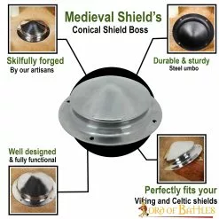 Escudo Cónico De Acero Hecho A Mano Umbo Funcional -Armadura Ventas 2197 pattern 1
