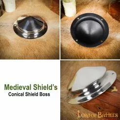 Escudo Cónico De Acero Hecho A Mano Umbo Funcional -Armadura Ventas 2197 pattern 2