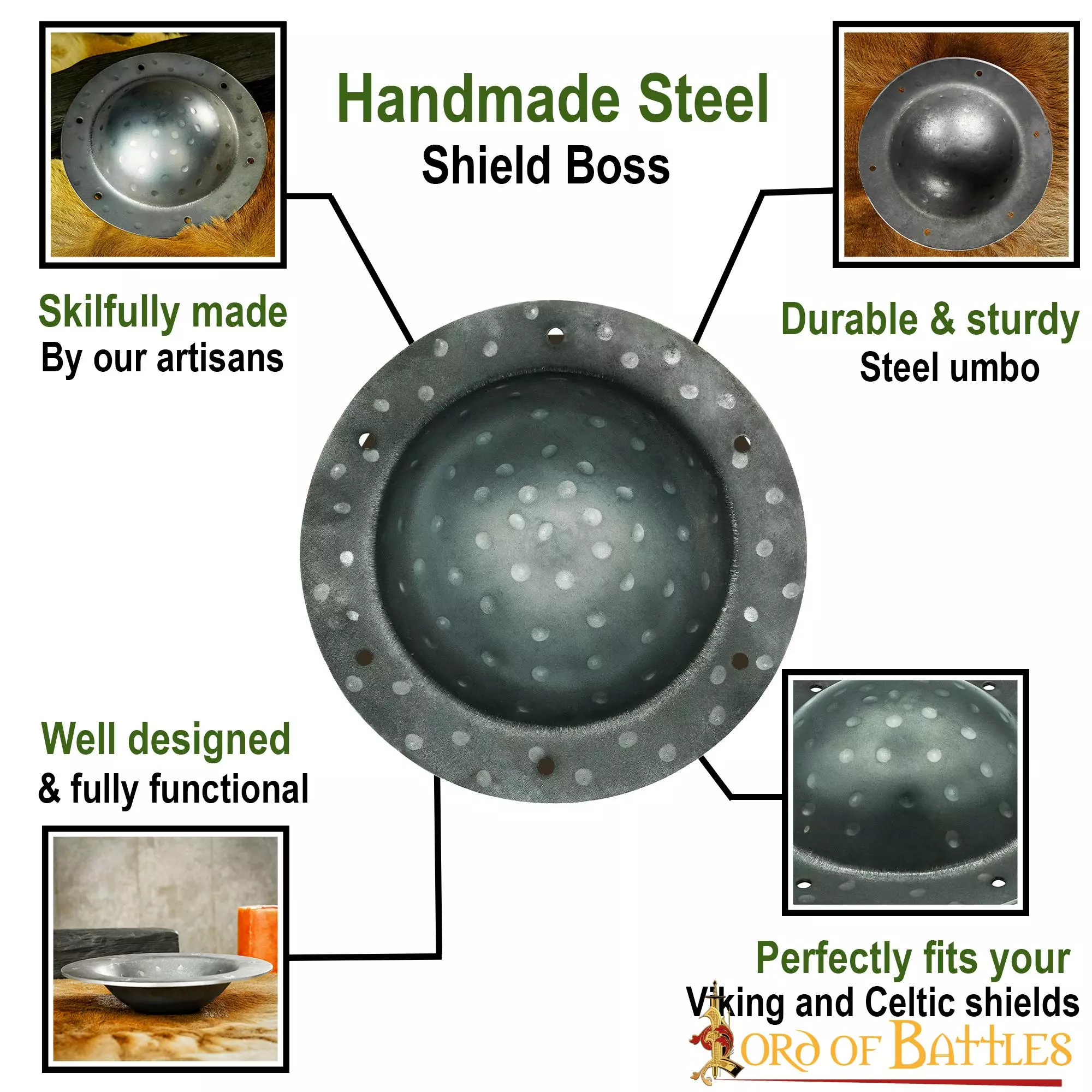 Umbo Rústico De Acero Funcional Para Escudos Vikingos O Celtas 6 Umbo Rústico De Acero Funcional Para Escudos Vikingos O Celtas - Imagen 4