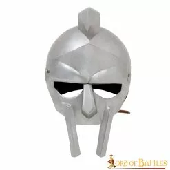 Legendario Casco De Acero De Gladiador "Maximus" Con Forro De Cuero