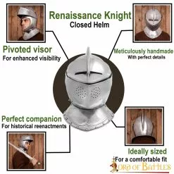 Casco Cerrado Renaissance Con Visera Móvil Bevor Integrada Calibre 16 11 Casco Cerrado Renaissance Con Visera Móvil Bevor Integrada Calibre 16 -Armadura Ventas 2213 pattern1 5