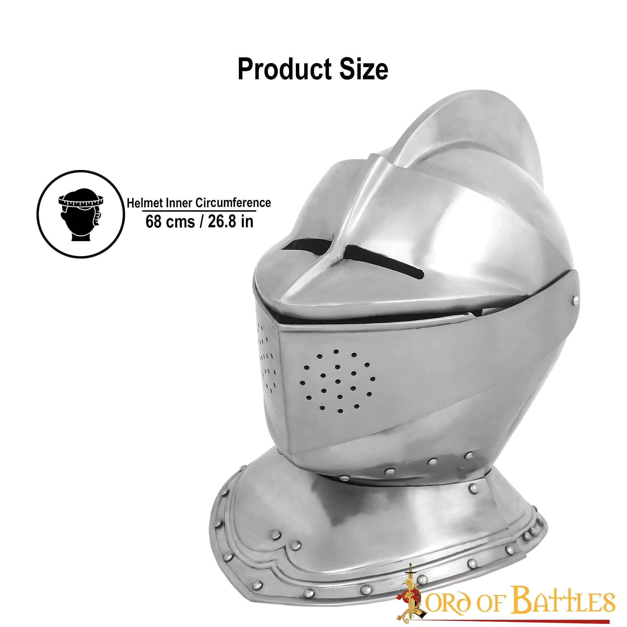 Casco Cerrado Renaissance Con Visera Móvil Bevor Integrada Calibre 16 5 Casco Cerrado Renaissance Con Visera Móvil Bevor Integrada Calibre 16 - Imagen 3