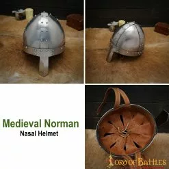Casco Medieval Normando Nasal De Acero Con Forro De Cuero Calibre 16 -Armadura Ventas 2216 pattern 2