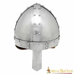 Casco Medieval Normando Nasal De Acero Con Forro De Cuero Calibre 16