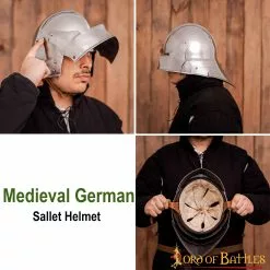 Casco Medieval Alemán Sallet Con Forro Acolchado -Armadura Ventas 2221P pattern 2