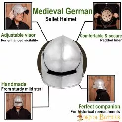 Casco Medieval Alemán Sallet Con Forro Acolchado -Armadura Ventas 2221P pattern1