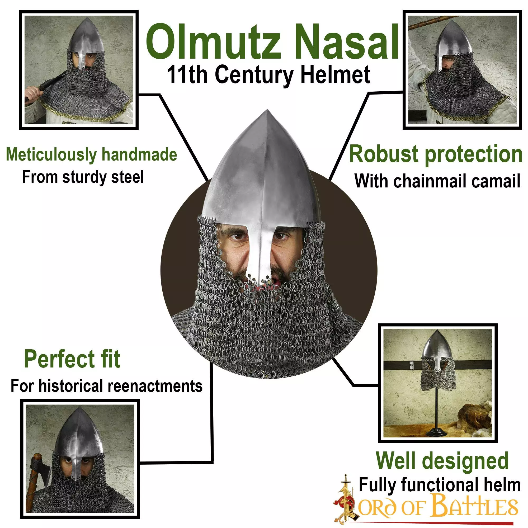 Casco Nasal Olmutz Del Siglo XI Con Coraza De Cota De Malla Calibre 12 6 Casco Nasal Olmutz Del Siglo XI Con Coraza De Cota De Malla Calibre 12 - Imagen 4