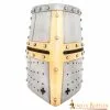 Crusader Knight Pot Helm Battle Ready Con Cruz De Latón Calibre 16 -Armadura Ventas 2233 0