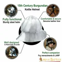 Casco Borgoñón De Caldera Casco Históricamente Exacto Del Siglo XV Calibre 16 11 Casco Borgoñón De Caldera Casco Históricamente Exacto Del Siglo XV Calibre 16 -Armadura Ventas 2242PL14 pattern 1 2