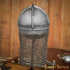 Casco Vikingo Gjermundbu De Acero Antiguo Con Forro De Cuero Auténtico Y Camaleón Remachado Calibre 16 -Armadura Ventas 2254 3