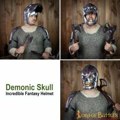 Cráneo Demoníaco Fantasía Aterradora Casco Con Forro De Cuero Para LARP Y Cosplay -Armadura Ventas 2285 pattern 2 1