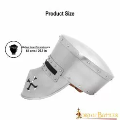 Cruzado Del Siglo XIII Caballero Templario Casco De Acero Con Forro Acolchado Calibre 16 -Armadura Ventas 2288