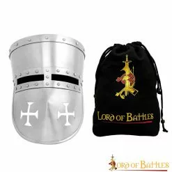 Cruzado Del Siglo XIII Caballero Templario Casco De Acero Con Forro Acolchado Calibre 16