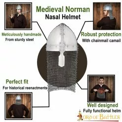 Casco Medieval Normando Nasal De Acero Con Coraza De Cota De Malla De 16 Galgas -Armadura Ventas 25139 pattern 1