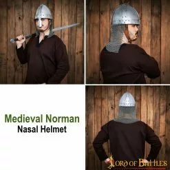 Casco Medieval Normando Nasal De Acero Con Coraza De Cota De Malla De 16 Galgas -Armadura Ventas 25139 pattern 2