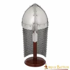 Casco Medieval Normando Nasal De Acero Con Coraza De Cota De Malla De 16 Galgas -Armadura Ventas 25139 2