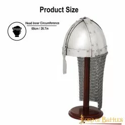 Casco Medieval Normando Nasal De Acero Con Coraza De Cota De Malla De 16 Galgas -Armadura Ventas 25139 3