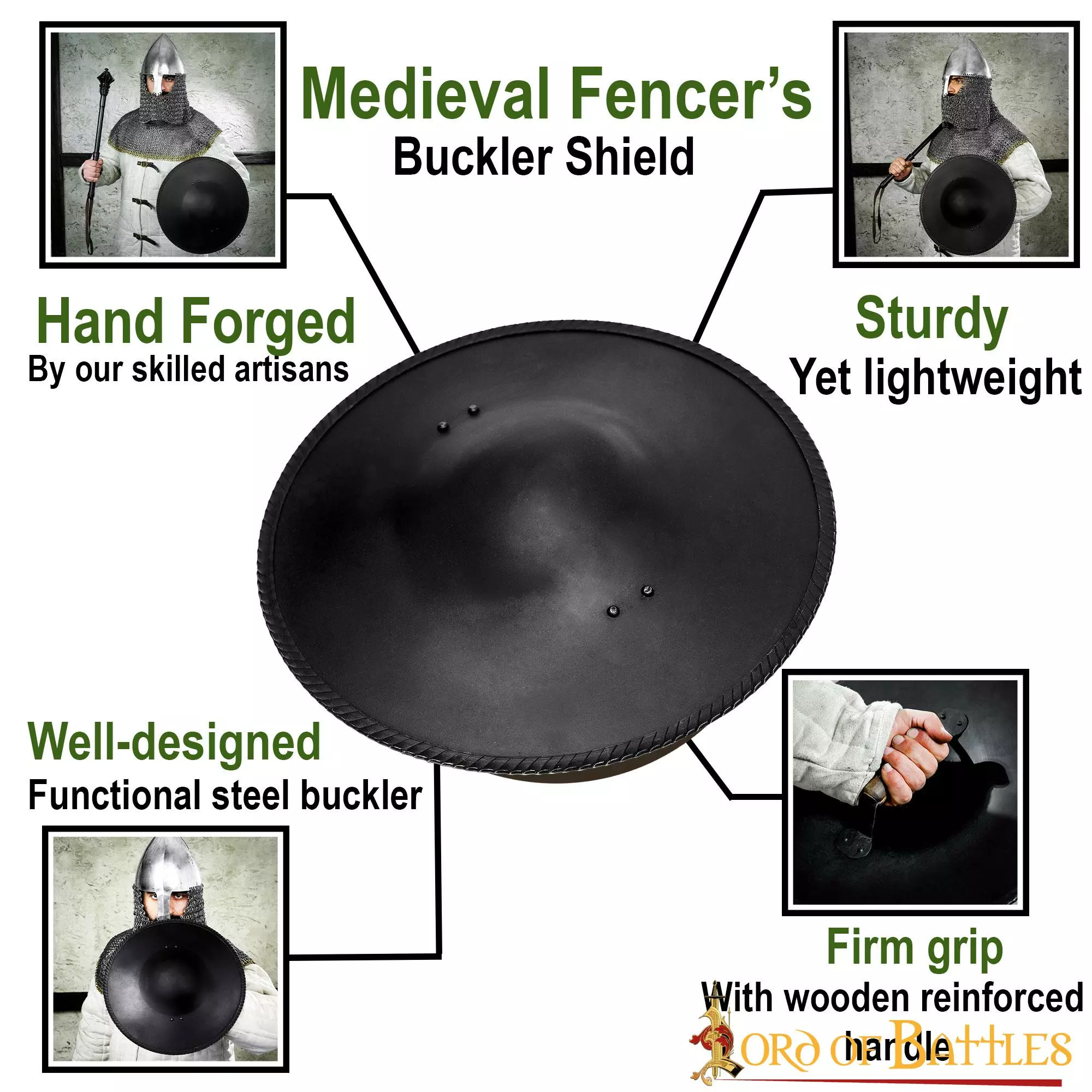 Broquel Medieval De Acero Ennegrecido Escudo De Acero Funcional 6 Broquel Medieval De Acero Ennegrecido Escudo De Acero Funcional - Imagen 4