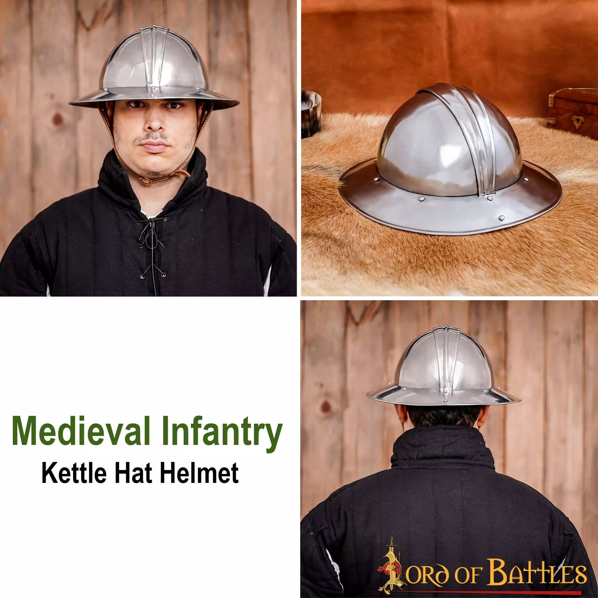 Casco De Acero Medieval De Infantería Kettle Hat 7 Casco De Acero Medieval De Infantería Kettle Hat - Imagen 5
