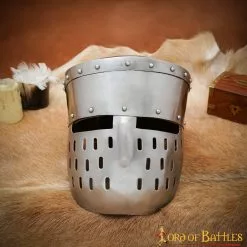 Casco De Acero Con Cubo Histórico Crusader Knight -Armadura Ventas 25178PL16 7