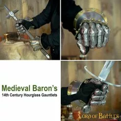 Guanteletes Medievales Del Barón Del Siglo XIV Con Reloj De Arena Calibre 16 -Armadura Ventas 25181 05 1 1