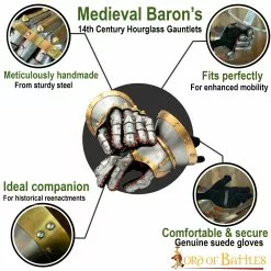 Guanteletes Medievales Del Barón Del Siglo XIV Con Reloj De Arena Calibre 16 -Armadura Ventas 25181 pattern 1 1