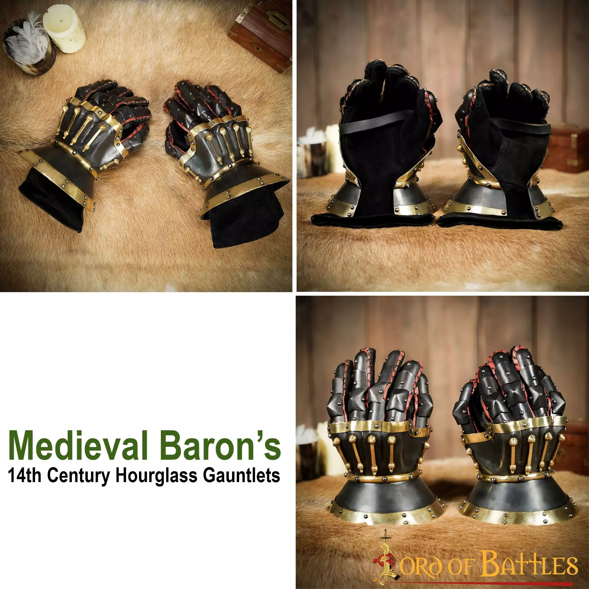 Medieval Negro Barón Del Siglo 14 Guanteletes Reloj De Arena 16 Guanteletes 7 Medieval Negro Barón Del Siglo 14 Guanteletes Reloj De Arena 16 Guanteletes - Imagen 5