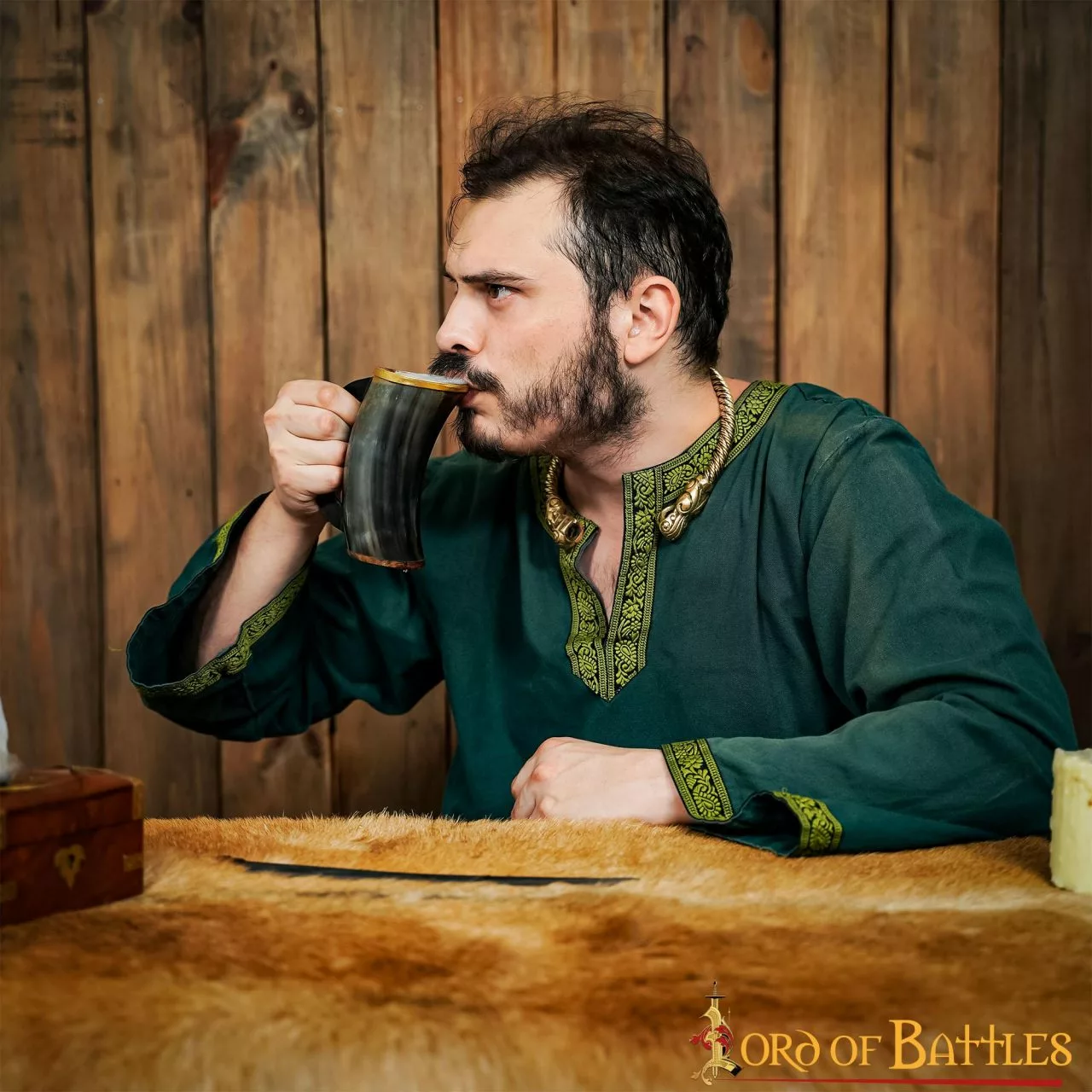 Taza De Cuerno Auténtico Con Borde De Latón Puro 5 Taza De Cuerno Auténtico Con Borde De Latón Puro - Imagen 3