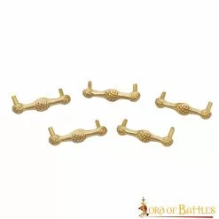Juego De 5 Decoraciones Medievales Tardías De Latón Macizo Para Cuero