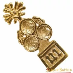 Broche Medieval De Latón Macizo Con Trébol Para Cinturón Accesorio Totalmente Funcional