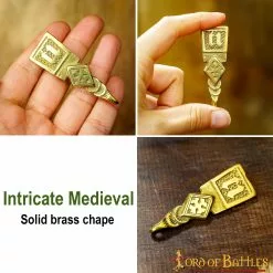 Intrincado Cinturón Medieval De Latón Puro Accesorio Funcional Chape -Armadura Ventas 25200 pattern 2