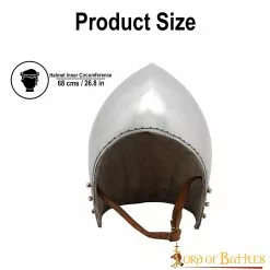 Casco Bascinet Con Forro Acolchado Y Correa De Barbilla De Cuero Calibre 16 -Armadura Ventas 25206 3 1