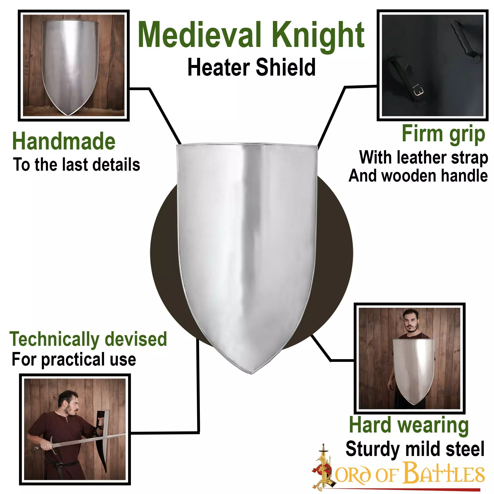 Caballero Medieval Calentador Zurdo Y Escudo Personalizable 6 Caballero Medieval Calentador Zurdo Y Escudo Personalizable - Imagen 4