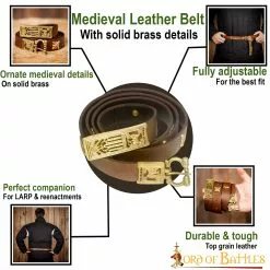 Cinturón Medieval De Cuero Con Hebilla Y Capucha De Latón Puro 11 Cinturón Medieval De Cuero Con Hebilla Y Capucha De Latón Puro -Armadura Ventas 25268CBR pattern1