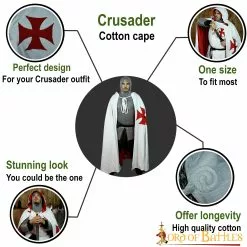 Cruzado Medieval Capa De Algodón Con Capucha -Armadura Ventas 25271 pattern1