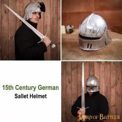 Casco De Acero Sallet Alemán Del Siglo XV Con Forro Acolchado Calibre 16 -Armadura Ventas 25300 Pattern