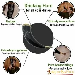 Cuerno Para Beber De Semental Con Accesorios De Latón Macizo Puro Cuerno De Buey Auténtico -Armadura Ventas 25326 pattern 1 3 scaled 1