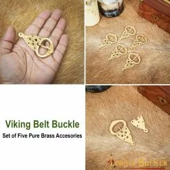 Hebilla De Cinturón Vikinga Con Placa Posterior Nudos Celtas Latón Puro Juego De 5 -Armadura Ventas 25339 pattern 2 1 1