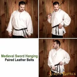 Cinturones Medievales Para Colgar Espadas Fabricados En Cuero Auténtico -Armadura Ventas 25364BK pattern 2 1 1