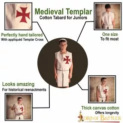Medieval Templario Algodón Surcoat Tabard Para Juniors -Armadura Ventas 25367 pattern 1