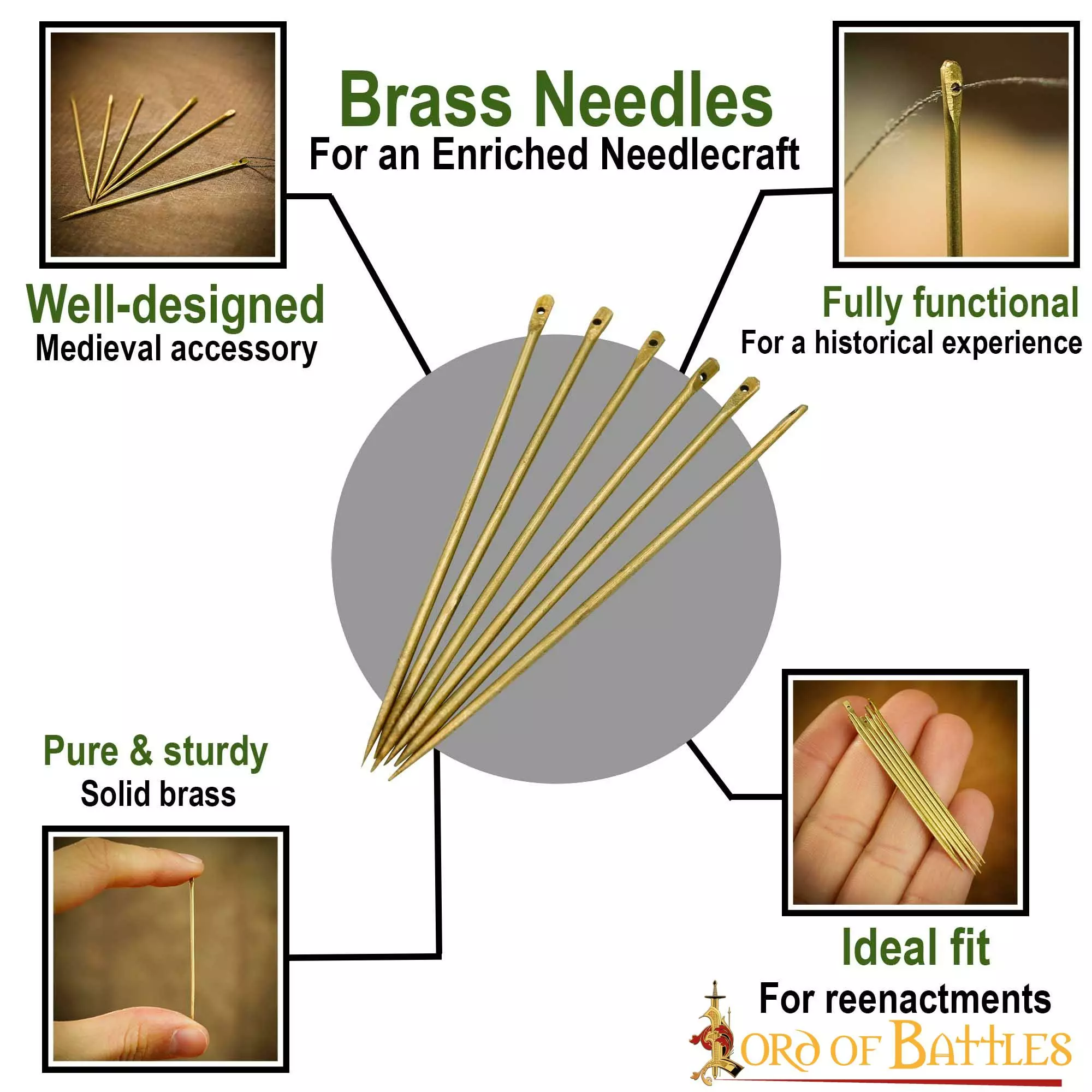 Juego De 6 Accesorios Medievales De Latón Puro Totalmente Funcionales 6 Juego De 6 Accesorios Medievales De Latón Puro Totalmente Funcionales - Imagen 4
