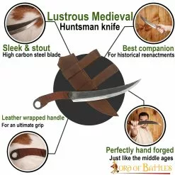 Cuchillo Medieval De Cazador Forjado A Mano Con Funda De Cuero Auténtico -Armadura Ventas 25406 pattern1