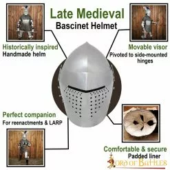 Casco Bascinet Medieval De Visera Completa Calibre 14 -Armadura Ventas 25426PL14 pattern1 1