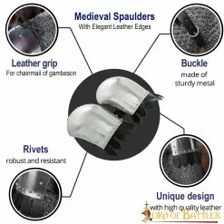 Spaulders Medievales Con Elegantes Bordes De Cuero Calibre 16 11 Spaulders Medievales Con Elegantes Bordes De Cuero Calibre 16 -Armadura Ventas 25515 Pattern