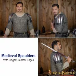 Spaulders Medievales Con Elegantes Bordes De Cuero Calibre 16 12 Spaulders Medievales Con Elegantes Bordes De Cuero Calibre 16 -Armadura Ventas 25515 patten 2