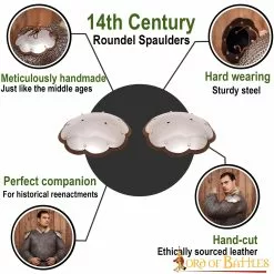 Redondel Ligero Del Siglo XIV Spaulders Con Bordes Cortados En Cuero Calibre 16 12 Redondel Ligero Del Siglo XIV Spaulders Con Bordes Cortados En Cuero Calibre 16 -Armadura Ventas 25517 pattern1 1