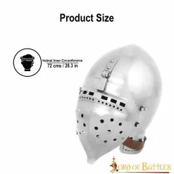 Casco De Acero Medieval Klappvisor Bascinet Fully Functional BATTLE READY 16 Gauge -Armadura Ventas 25522P