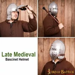 Casco De Acero Medieval Klappvisor Bascinet Fully Functional BATTLE READY 16 Gauge -Armadura Ventas 25522P pattern 2