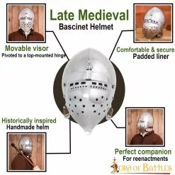 Casco De Acero Medieval Klappvisor Bascinet Fully Functional BATTLE READY 16 Gauge -Armadura Ventas 25522P pattern1