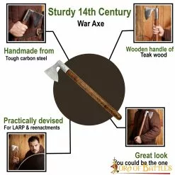 Hacha De Guerra Del Siglo XIV Con Cabeza De Acero Al Carbono Forjada A Mano 11 Hacha De Guerra Del Siglo XIV Con Cabeza De Acero Al Carbono Forjada A Mano -Armadura Ventas 25564 pattern1 1